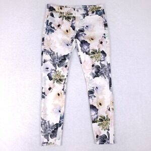 7 For All Mankind Floral Skinny Jeans Women's 31 Made In USA Stretch Denim